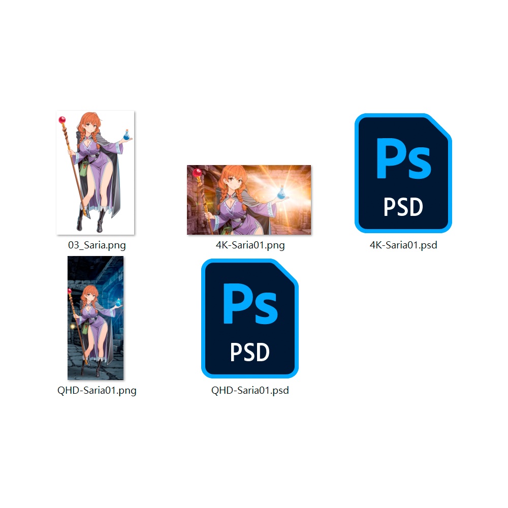 03 Character "Saria"【高画質壁紙+立ち絵素材】Wallpaper & Layered PSD|莎里亞・高畫質桌布&立繪素材包