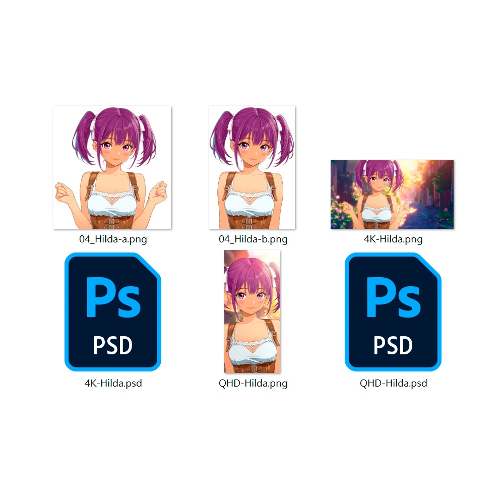 04 Character "Hilda"【高画質壁紙+立ち絵素材】Wallpaper & Layered PSD|希爾塔・高畫質桌布&立繪素材包