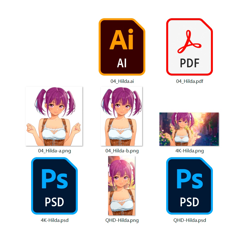 04 Character "Hilda"【ベクター元データ収録】Complete Vector Set|希爾塔・頂級向量工藝包