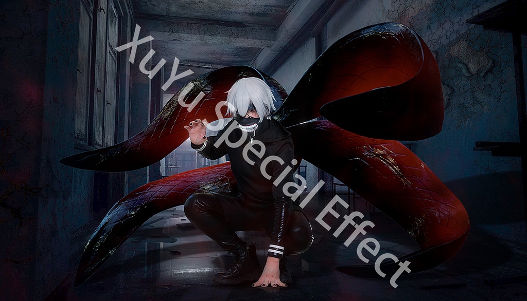 東京喰種金木研赫子コスプレ用特殊効果|Tokyo Ghoul Kaneki Ken Special Effectキャラクタースキルのポスト合成に対応PSD+PNGデジタルファイル|即時自動発送