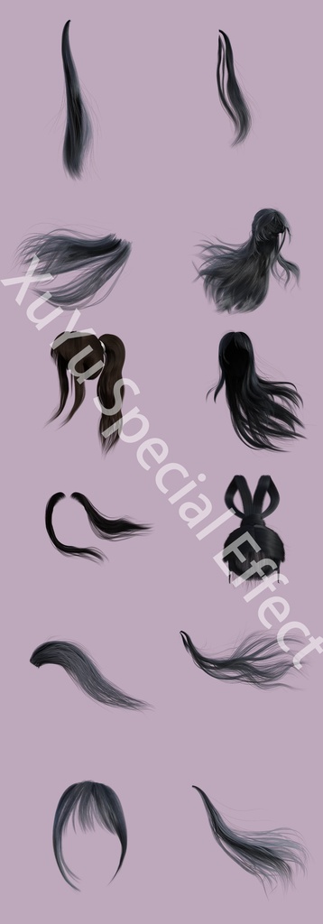 コスプレ用普遍的なPNG素材古代長い髪髪の束| Cosplay Universal Material Ancient Long Hair Strands素材セットポスト合成に対応PNGデジタルファイル|即時自動発送