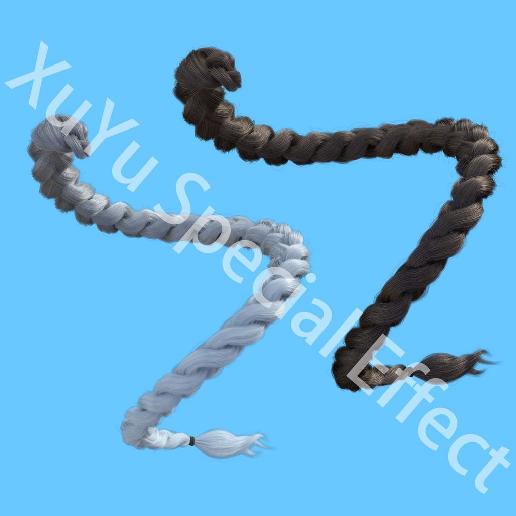 コスプレ用編み込み髪長い髪の束普遍的なPNG素材| Cosplay Universal Material Braided Hair Strands素材セットポスト合成に対応PNGデジタルファイル|即時自動発送