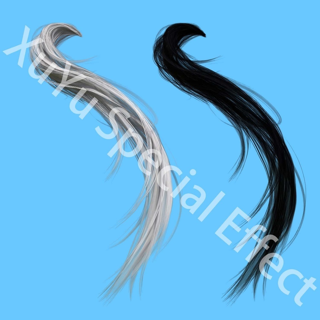 コスプレ用黒と灰色の髪の束長い髪普遍的なPNG素材| Cosplay Universal Material Black and Gray Hair Strands素材セットポスト合成に対応PNGデジタルファイル|即時自動発送