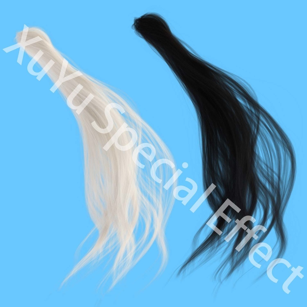 コスプレ用普遍的なPNG素材長い髪髪の束2| Cosplay Universal Material Long Hair Strands 2素材セットポスト合成に対応PNGデジタルファイル|即時自動発送