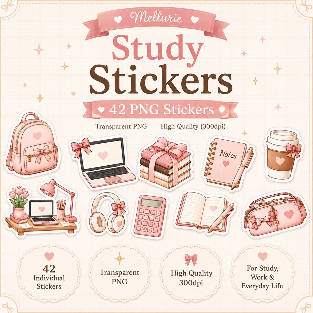 ガーリースタディ デジタルステッカー 42枚セット｜Girly Study Digital Sticker Pack