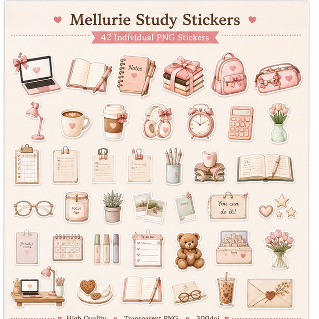 ガーリースタディ デジタルステッカー 42枚セット|Girly Study Digital Sticker Pack