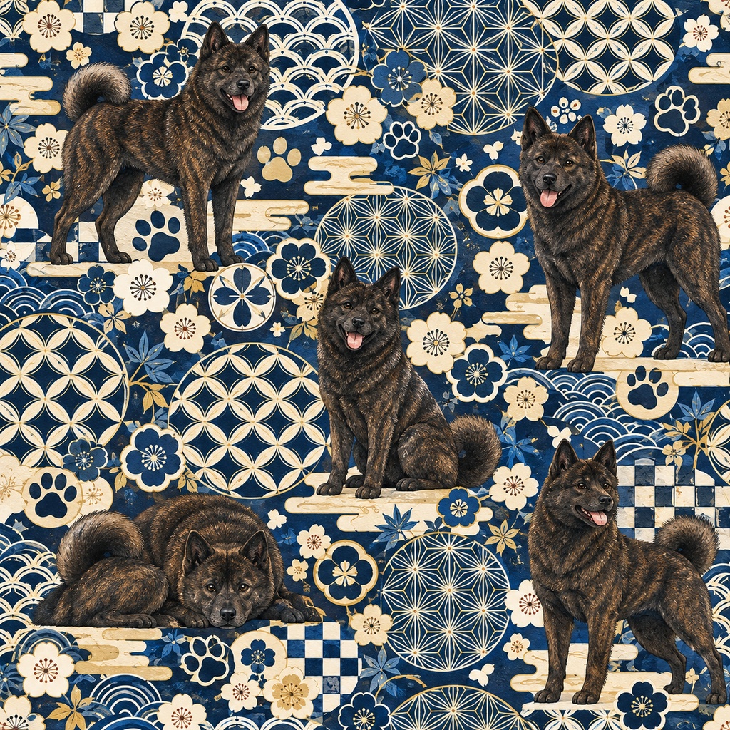 レトロ和風ドッグ Retro Japanese Dogs|真正 シームレス12柄|商用利用OK