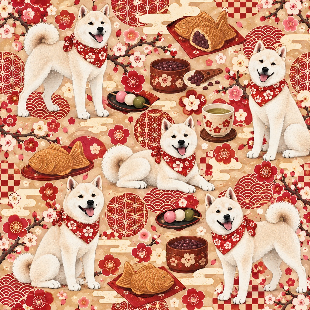 レトロ和風ドッグ Retro Japanese Dogs|真正 シームレス12柄|商用利用OK