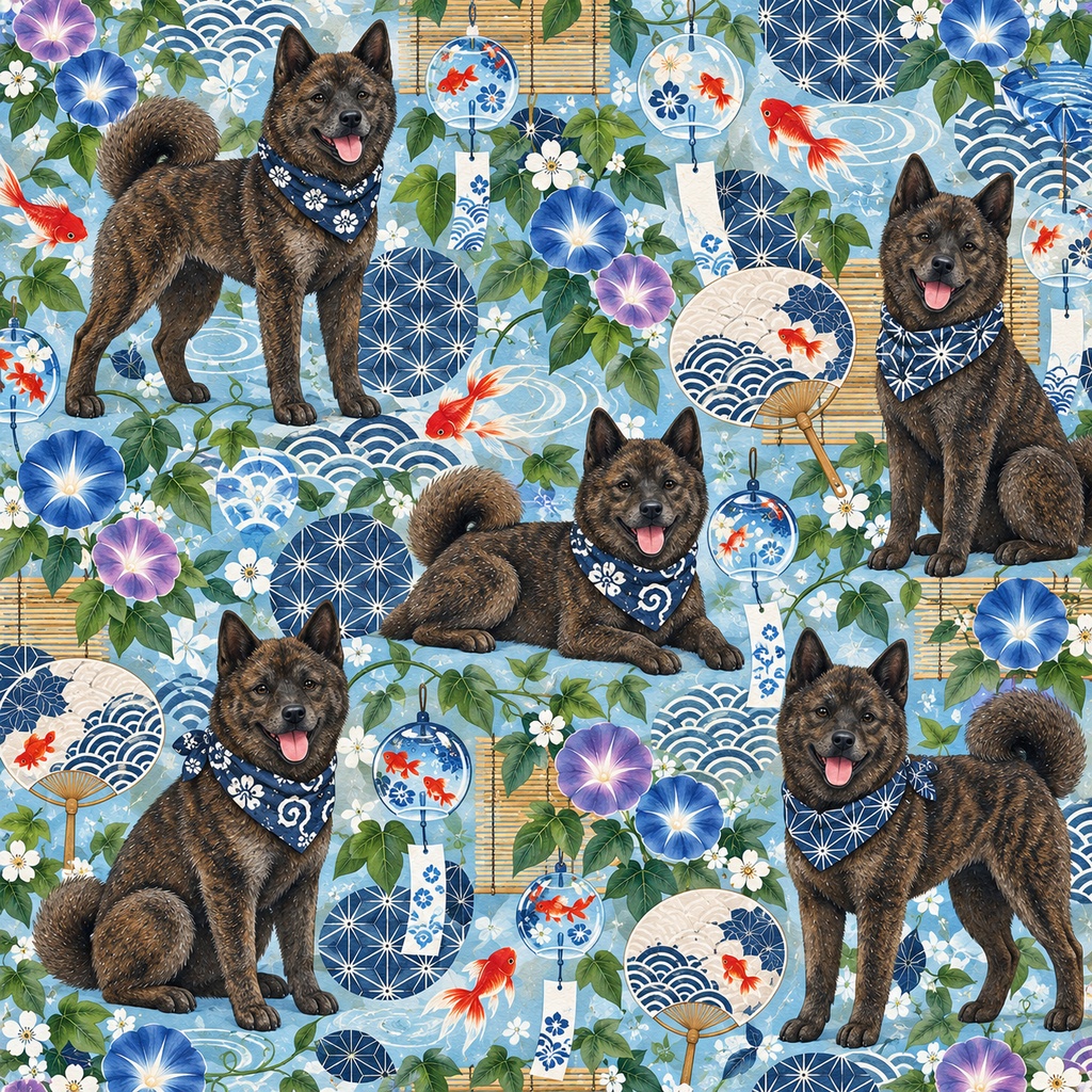レトロ和風ドッグ Retro Japanese Dogs|真正 シームレス12柄|商用利用OK