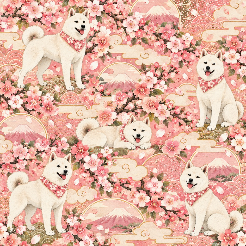 レトロ和風ドッグ Retro Japanese Dogs|真正 シームレス12柄|商用利用OK