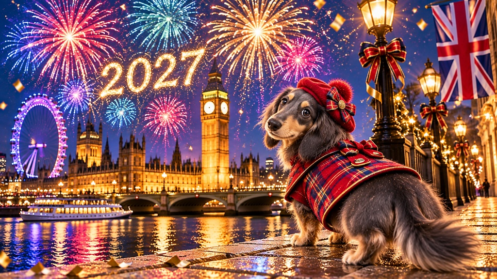 ミニチュアダックス ルーナ 世界のお正月 2027 Frame TV Art 5枚セット、4Kデジタルアート