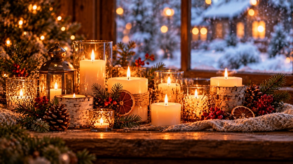 冬の灯り Cozy Winter Lights Frame TV Art 4枚セット、暖炉・ストーブ・オイルランプ・キャンドル、4Kデジタルアート