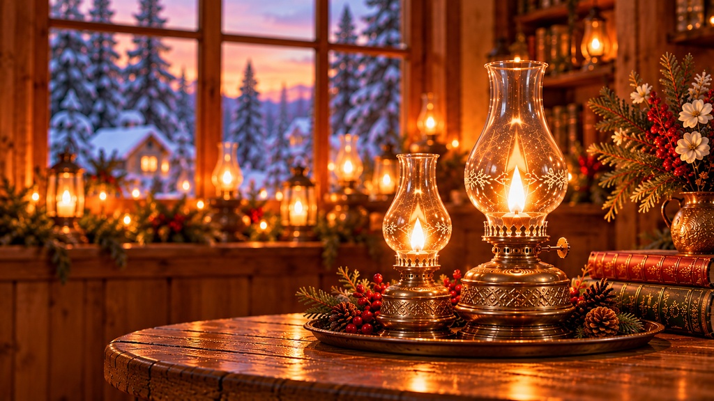 冬の灯り Cozy Winter Lights Frame TV Art 4枚セット、暖炉・ストーブ・オイルランプ・キャンドル、4Kデジタルアート
