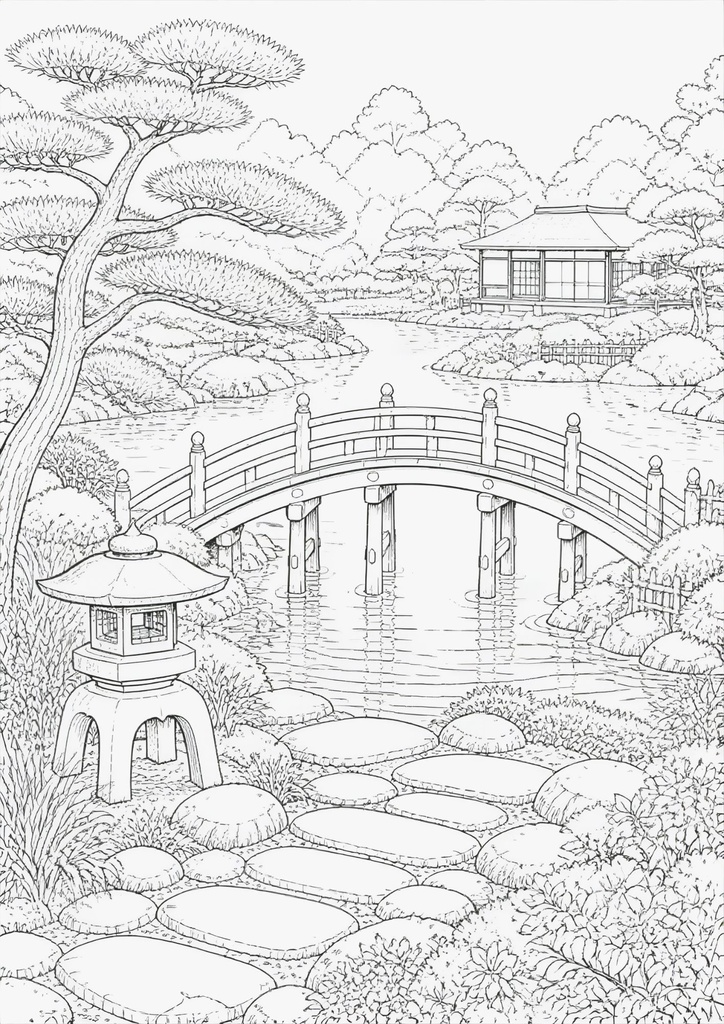 日本の風景|大人の塗り絵30選【A4・PDFダウンロード】