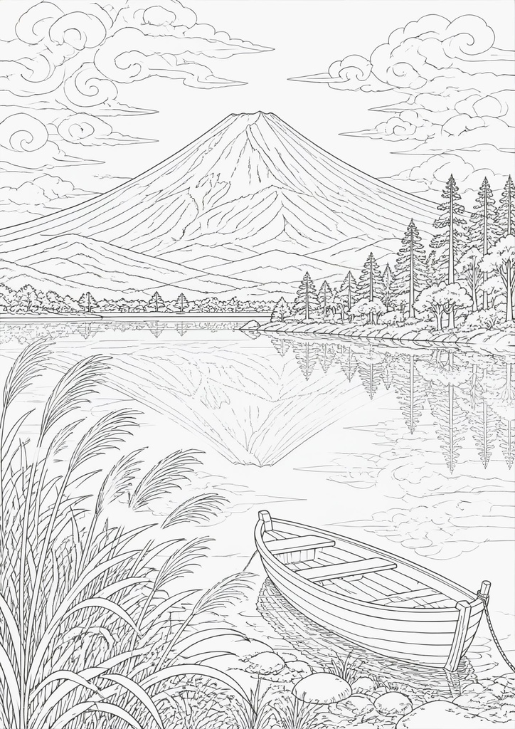 日本の風景|大人の塗り絵30選【A4・PDFダウンロード】
