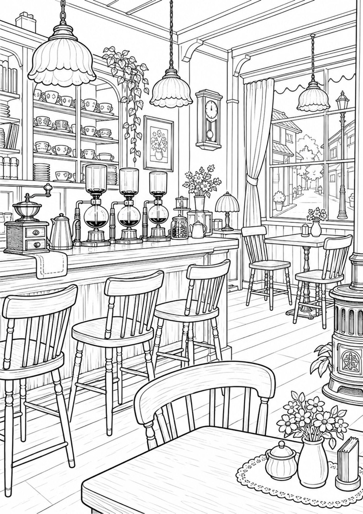 【無料お試し版】懐かし情景の大人ぬり絵|昭和レトロ3枚|A4 PDF