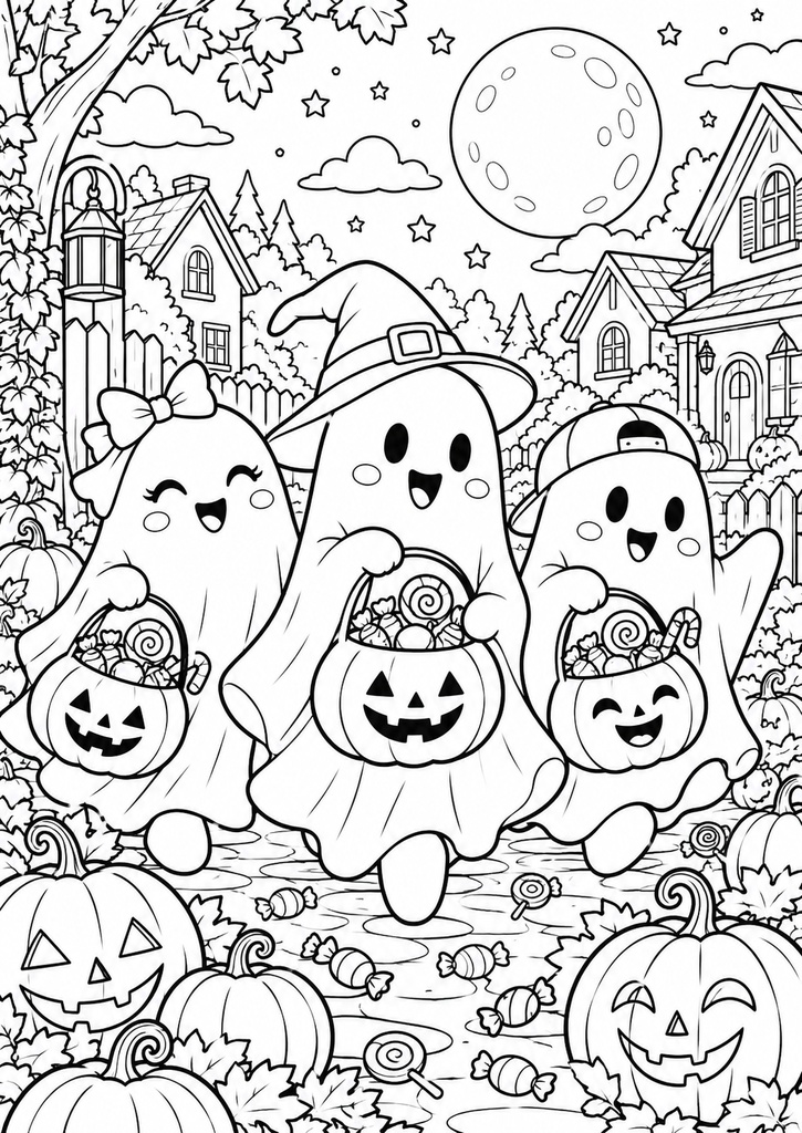 【無料配布】ハロウィン塗り絵3枚セット|A4・PDFダウンロード|大人・子ども・介護レクにも