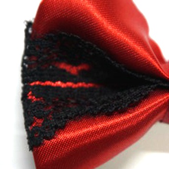 【ゴム部ゆがみあり】赤サテンのリボンポニーゴム