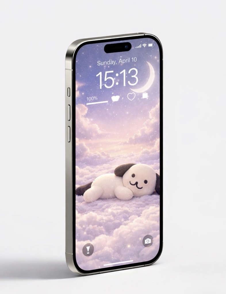 スマホを見るたび癒されるコロコロわんたんのiPhone壁紙🐶（雲の上☁️）