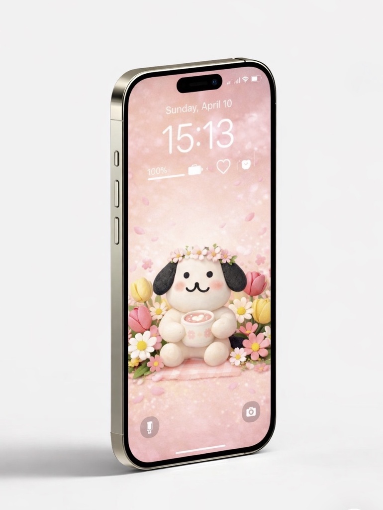 スマホを見るたび癒されるコロコロわんたんのiPhone壁紙🐶（お花🌸）
