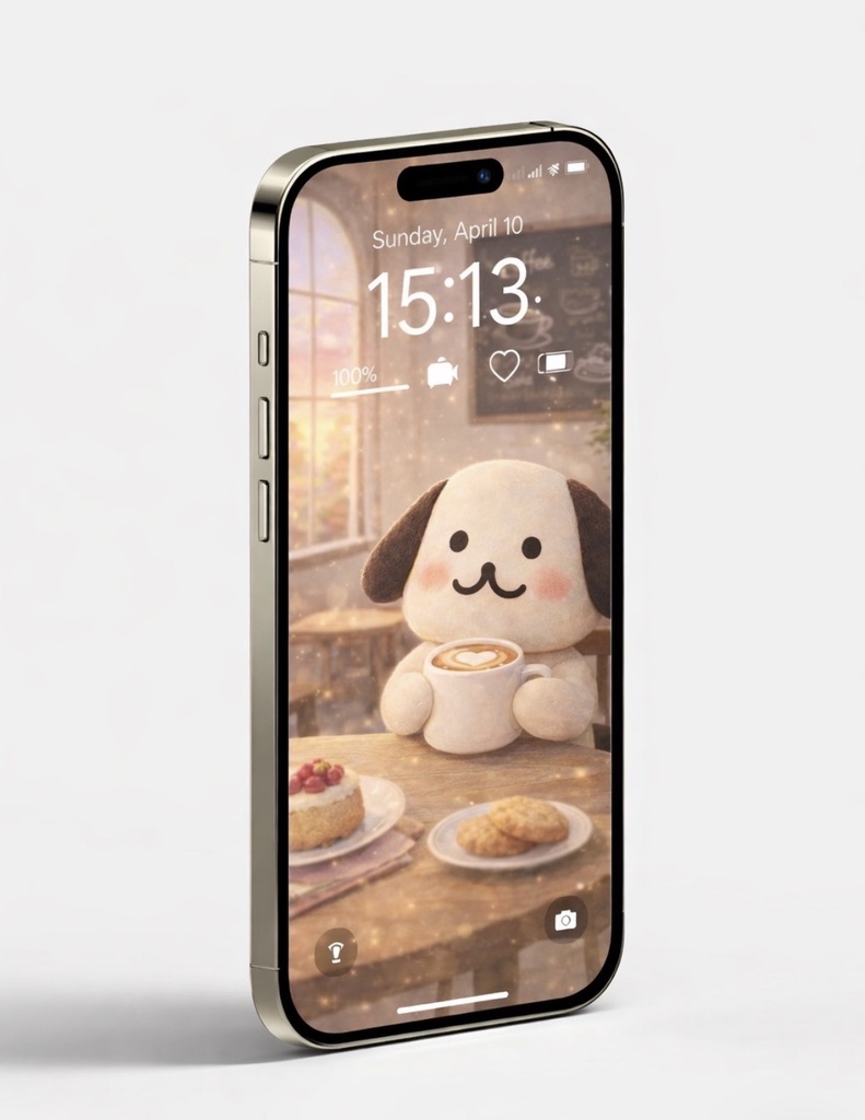 スマホを見るたび癒されるコロコロわんたんのiPhone壁紙🐶（カフェ☕️）