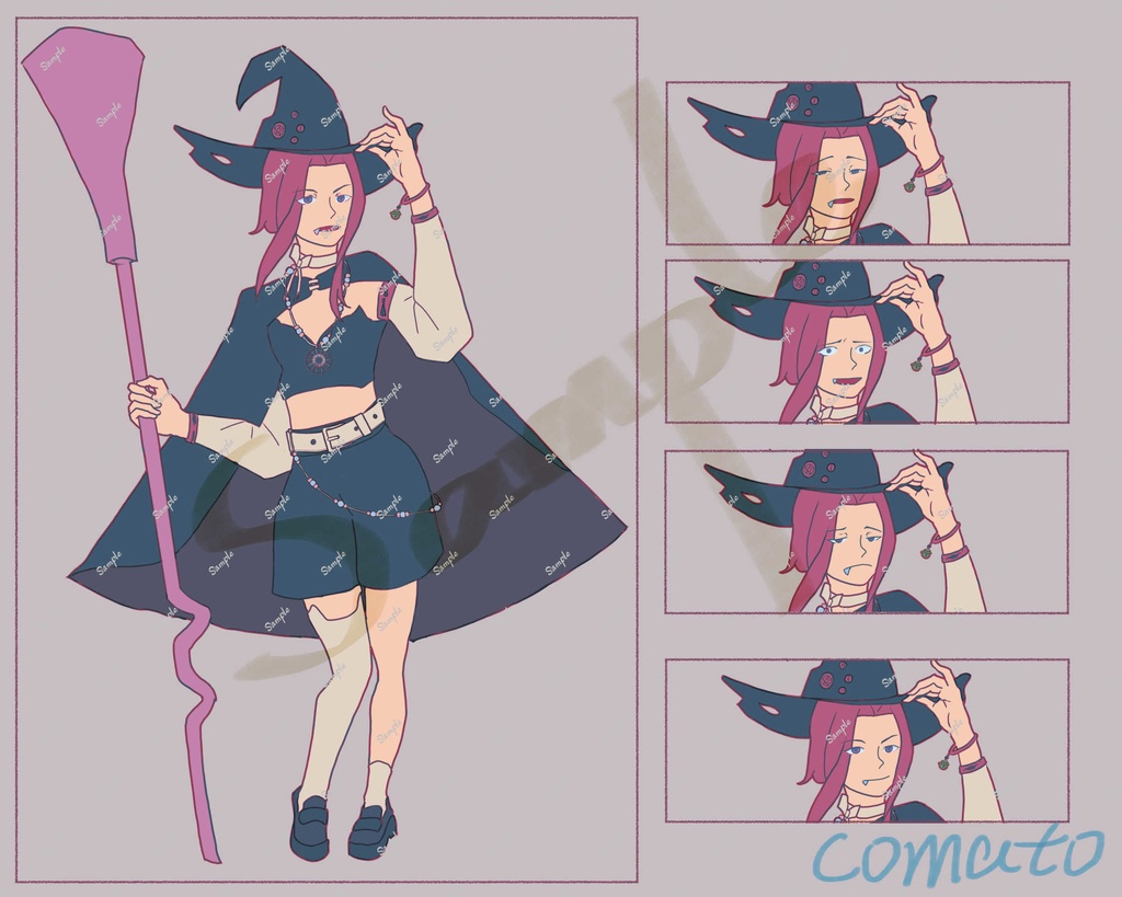 【立ち絵】若い女性、全身、魔女、組み合わせ式フェイスパーツ/[Sprite] Full body young woman, Witch, Mix & Match Expression