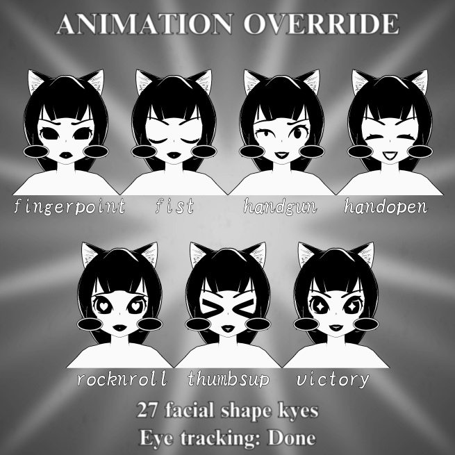 Inky Cat - オリジナル3Dモデル【VRChat (PC & Quest) / VRM】