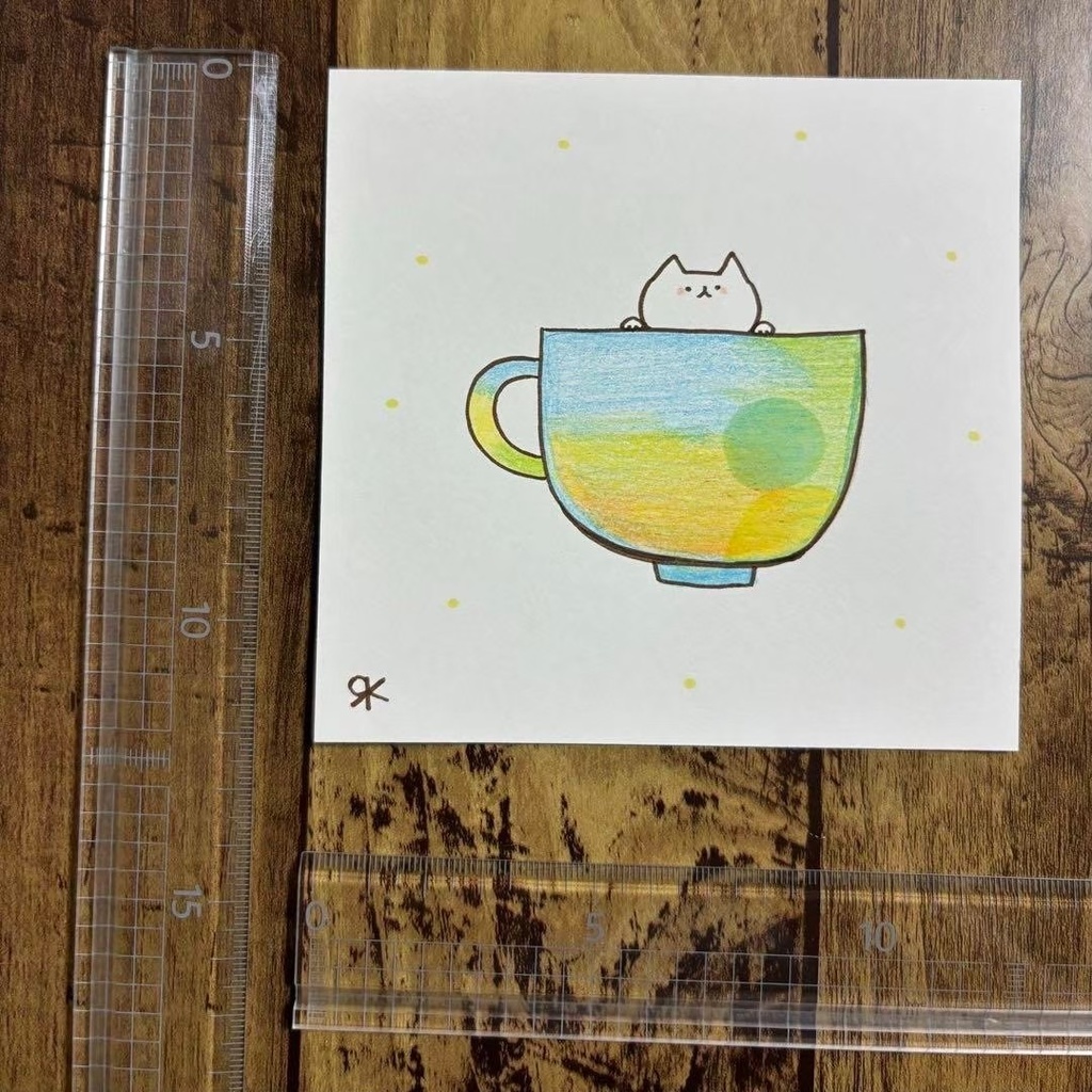 【147】【猫の絵】オリジナルアナログ手描き自作創作アート作品可愛いイラスト原画