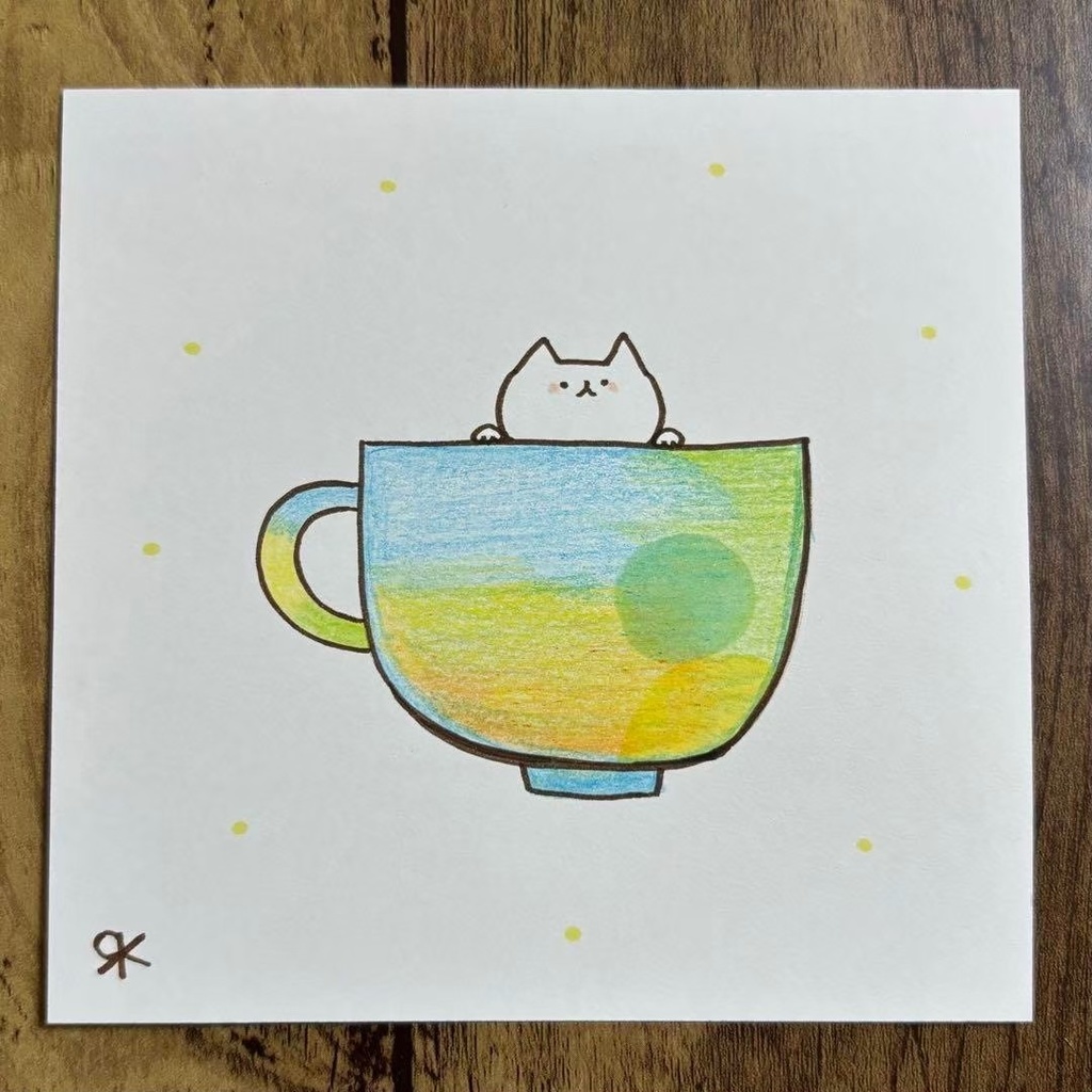 【147】【猫の絵】オリジナルアナログ手描き自作創作アート作品可愛いイラスト原画