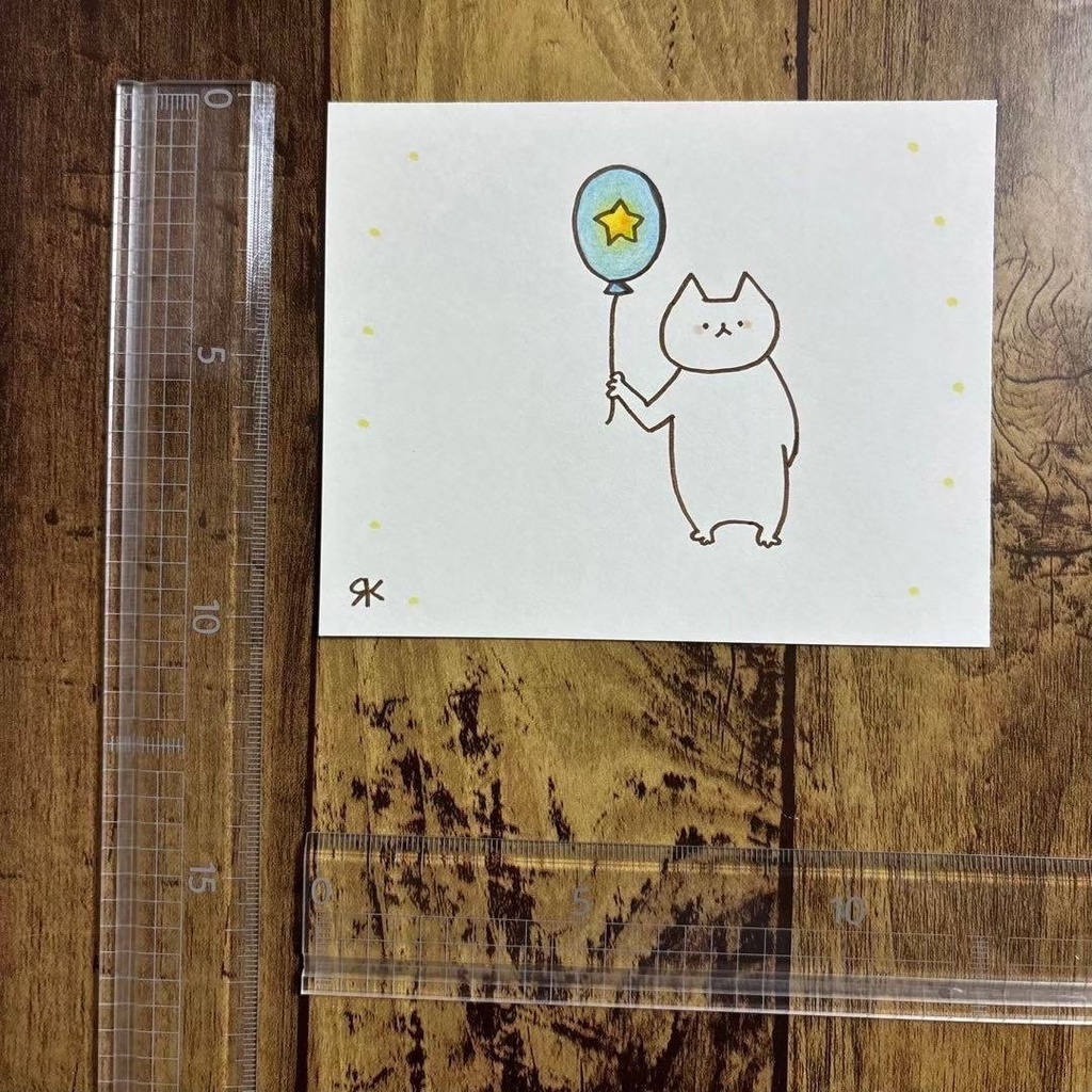 【153】【猫の絵】オリジナルアナログ手描き手書き創作自作アート作品イラスト原画