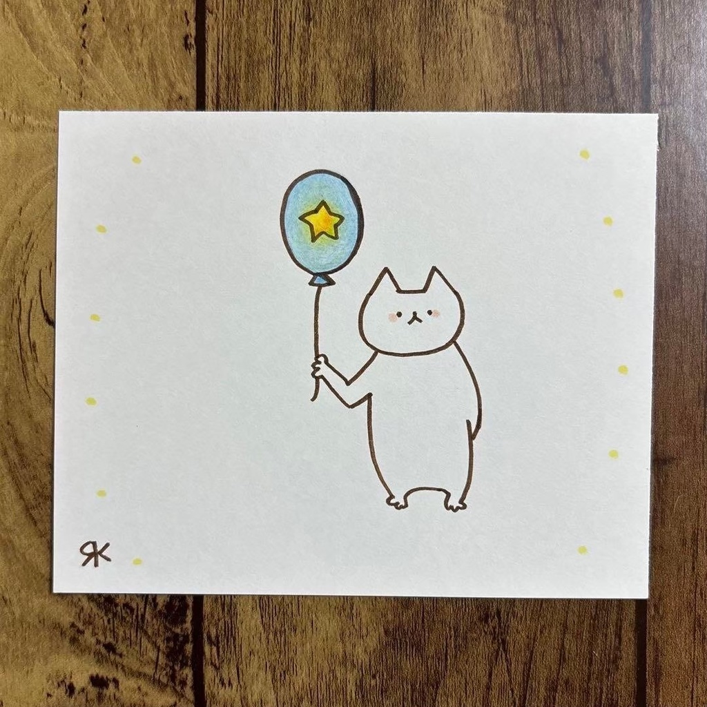 【153】【猫の絵】オリジナルアナログ手描き手書き創作自作アート作品イラスト原画