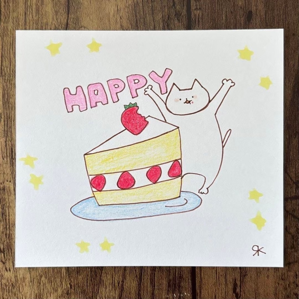 【294】【猫の絵】オリジナルアナログ手描き手書き創作自作作品アートイラスト原画