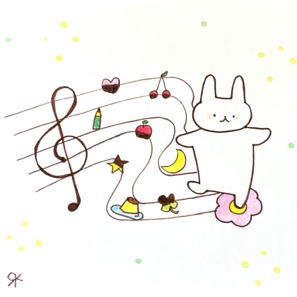 【297】【うさぎの絵】オリジナルアナログ手描き手書き創作自作アートイラスト原画