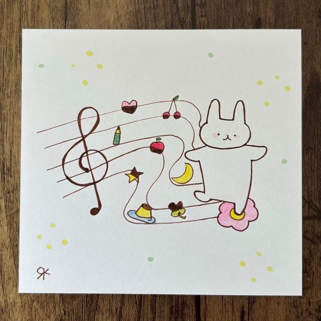 【297】【うさぎの絵】オリジナルアナログ手描き手書き創作自作アートイラスト原画