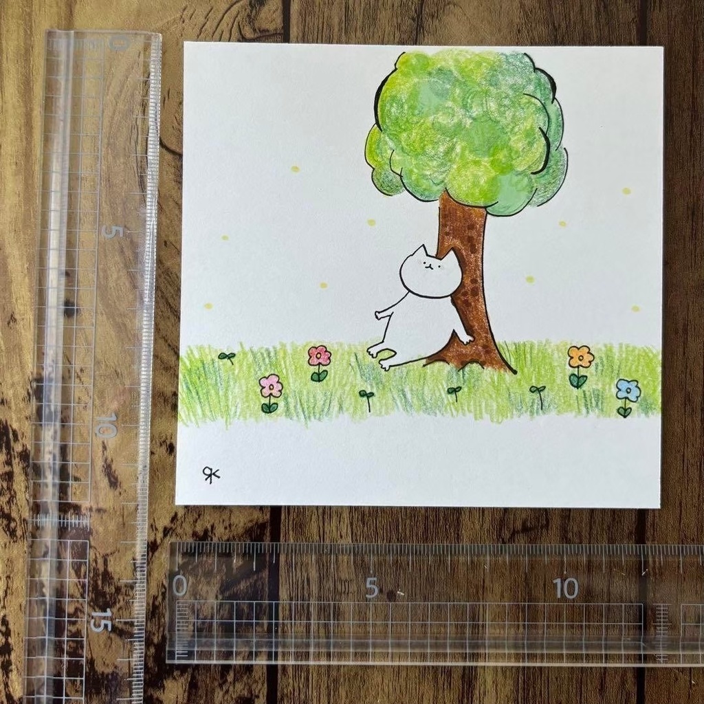 【299】【猫の絵】オリジナルアナログ手描き色鉛筆コピック創作アートイラスト原画