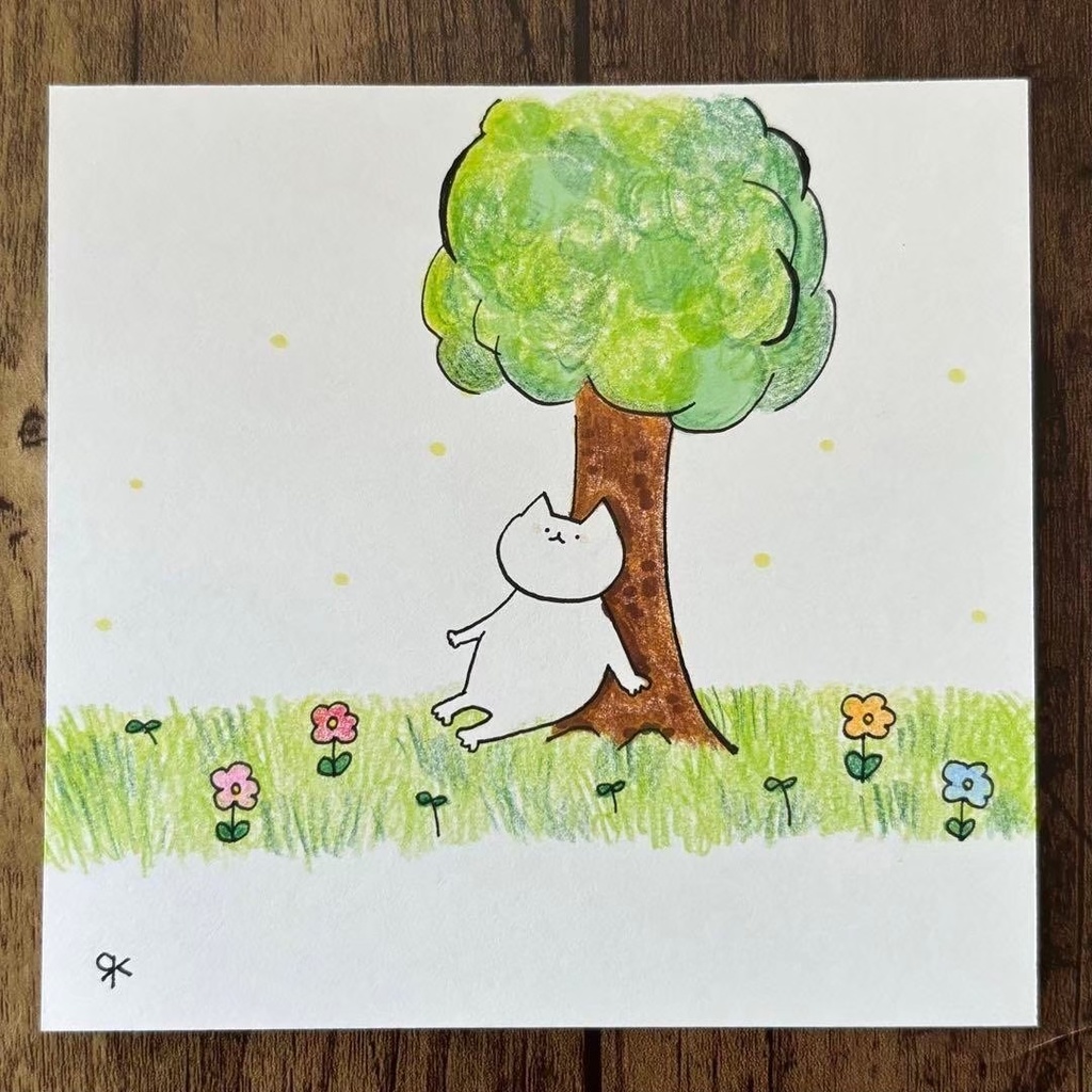 【299】【猫の絵】オリジナルアナログ手描き色鉛筆コピック創作アートイラスト原画