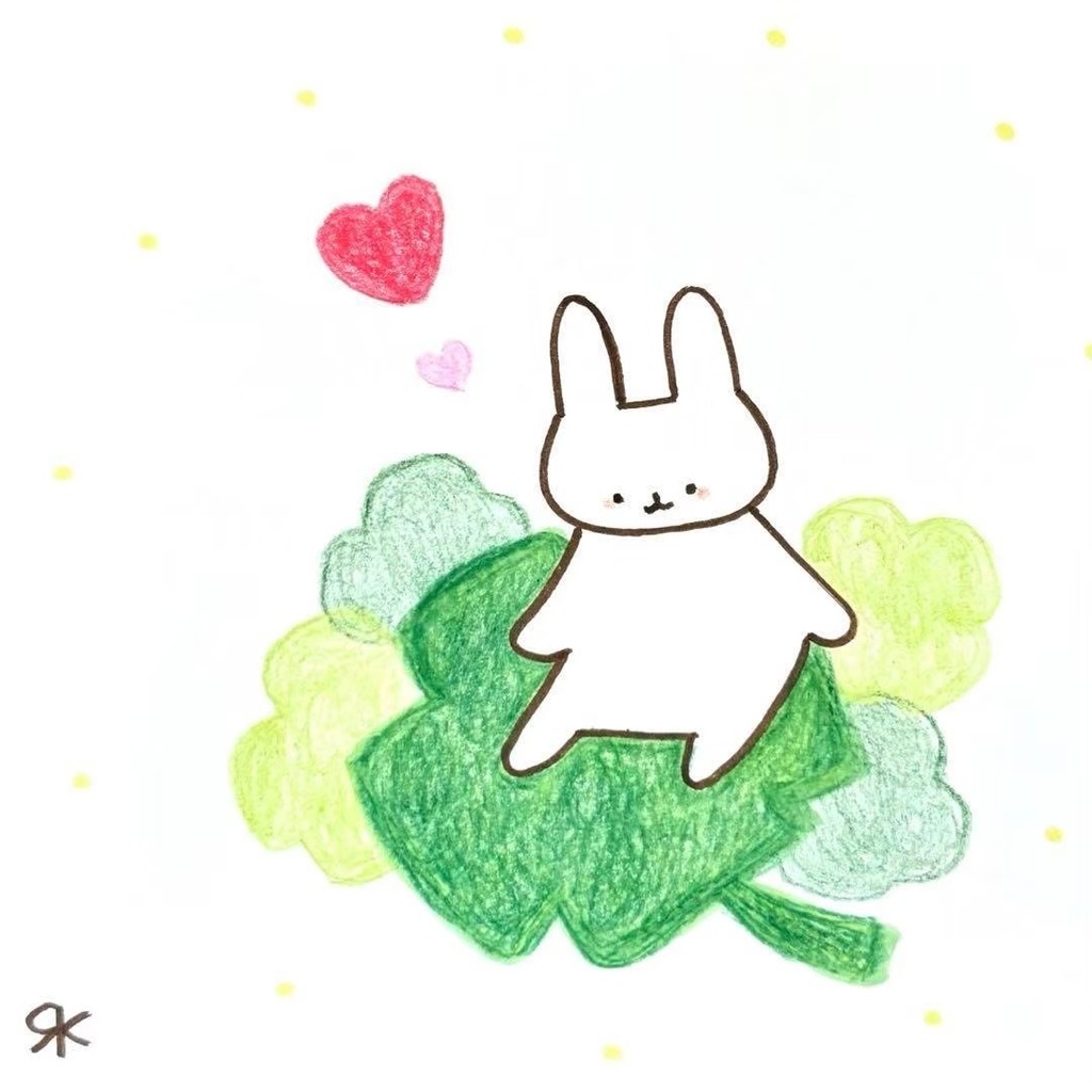 【318】【うさぎの絵】オリジナルアナログ手描き手書き色鉛筆自作創作イラスト原画