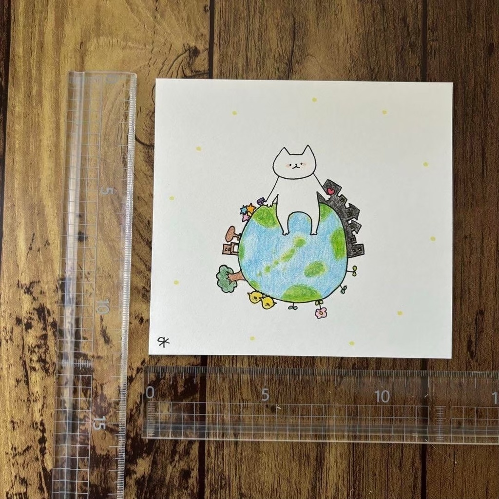 【353】【猫の絵】オリジナルアナログ手描き手書きアート自作創作作品イラスト原画