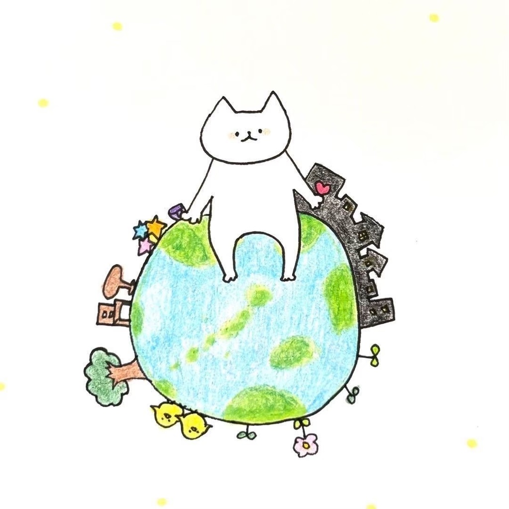 【353】【猫の絵】オリジナルアナログ手描き手書きアート自作創作作品イラスト原画