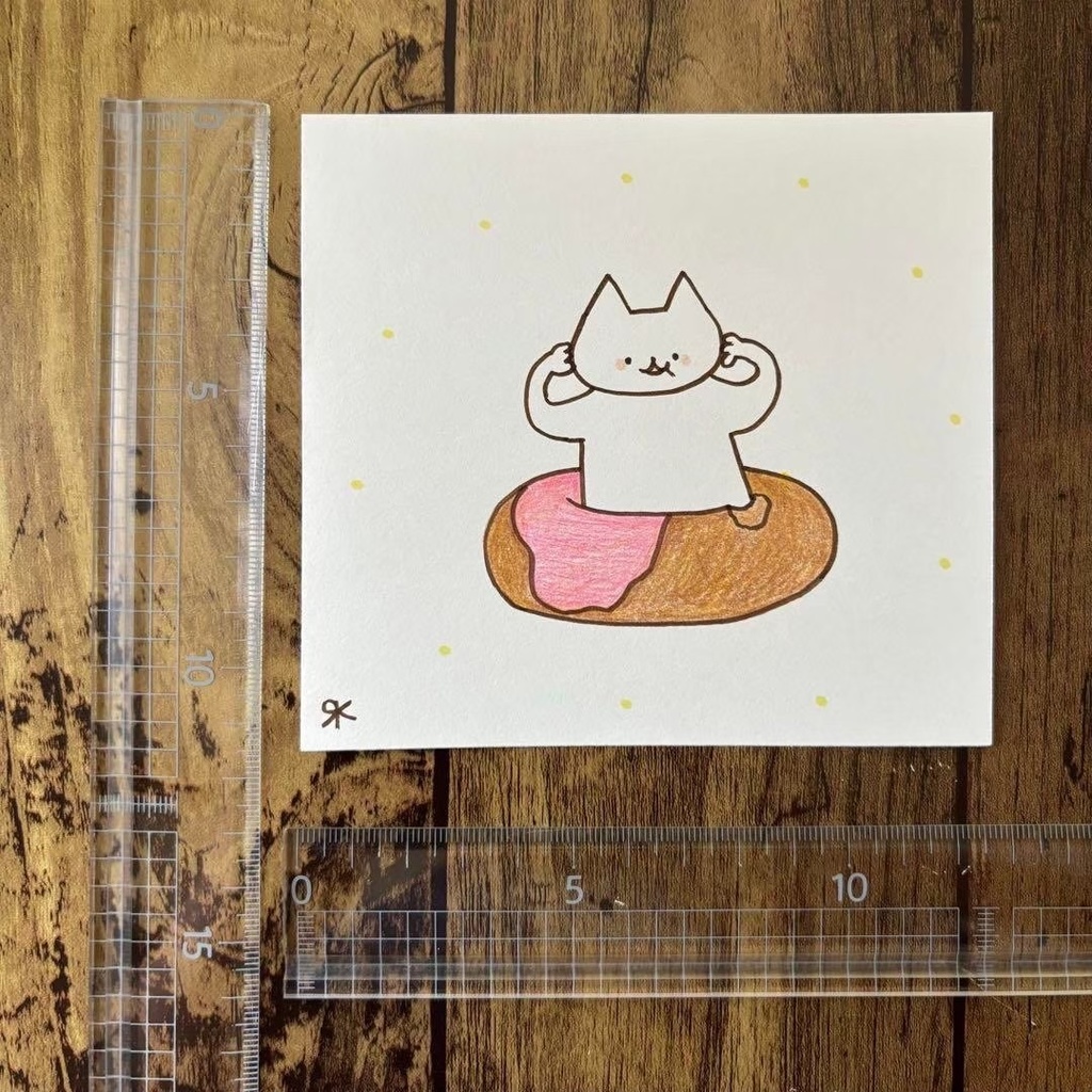 【365】【猫の絵】オリジナルアナログ手描き手書き創作自作作品アートイラスト原画