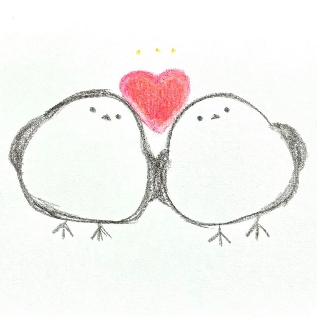 【413】【シマエナガの絵】オリジナルアナログ手描きイラスト原画 自作創作アート