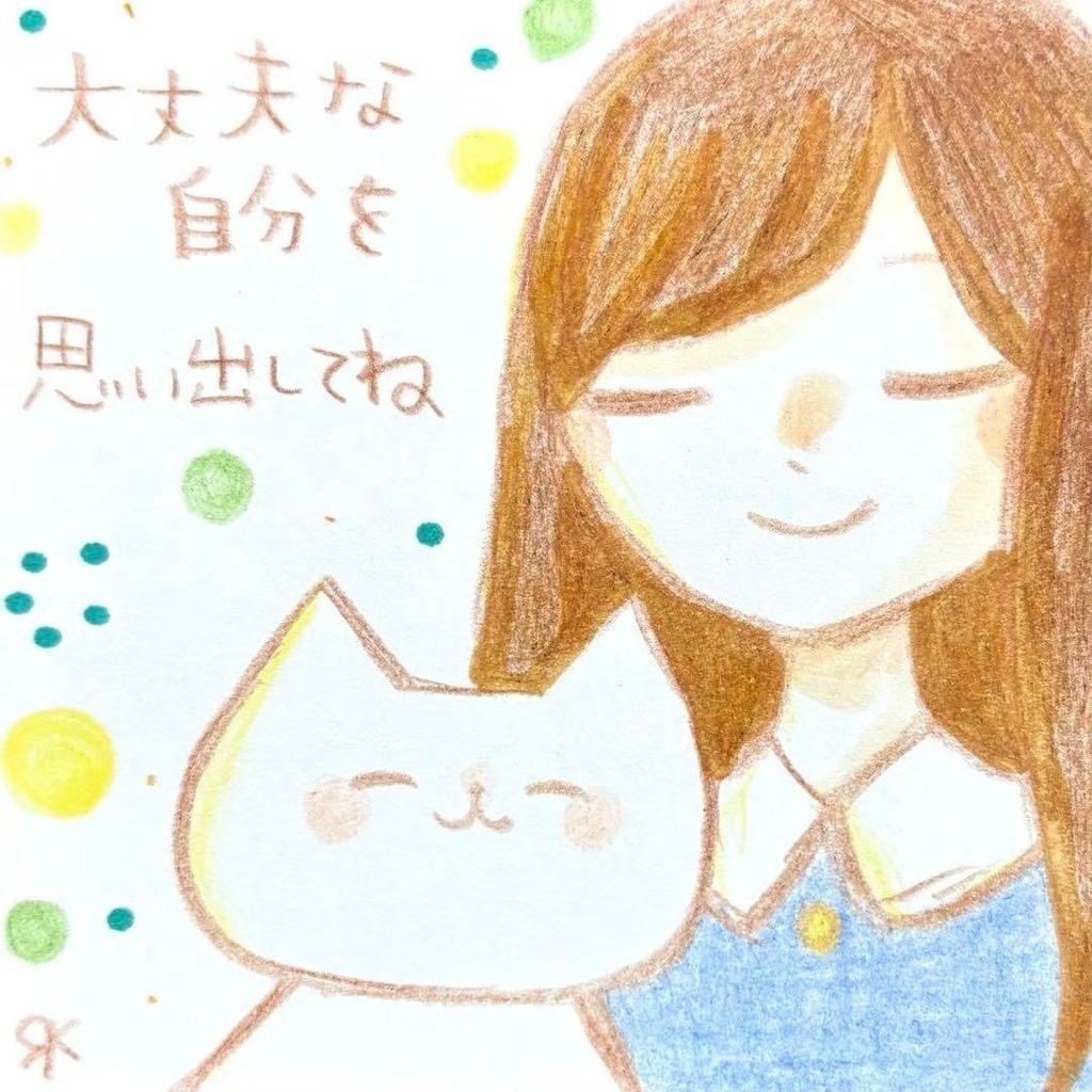 【414】【女の子と猫の絵と言葉】オリジナルアナログ手描きイラスト原画 自作創作