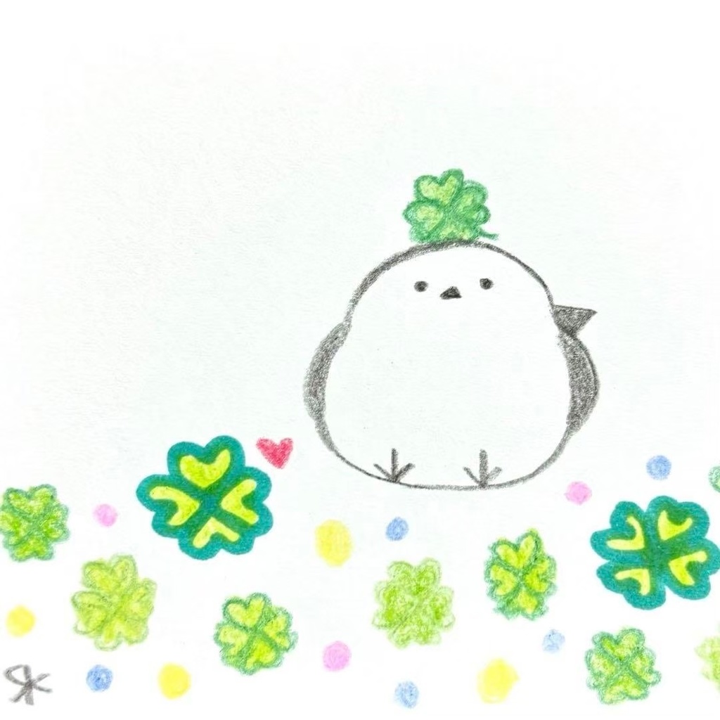 【422】【シマエナガの絵】オリジナルアナログ手描きイラスト原画　自作創作アート