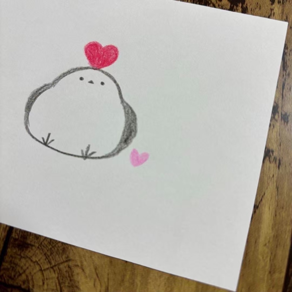 【423】【B級品】【シマエナガの絵】オリジナルアナログ手描きイラスト原画 自作