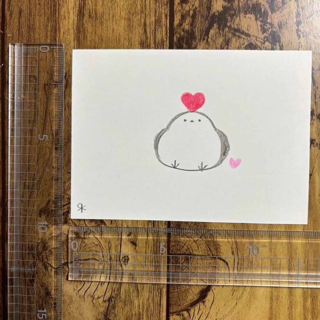 【423】【B級品】【シマエナガの絵】オリジナルアナログ手描きイラスト原画 自作