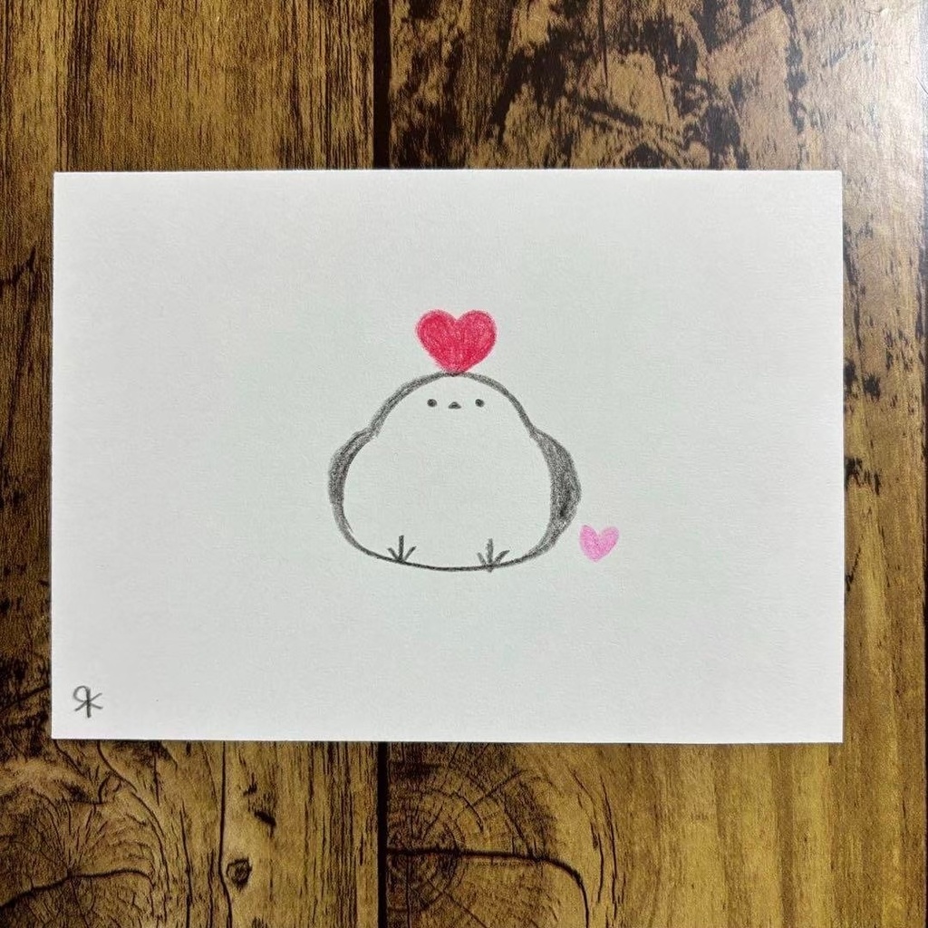 【423】【B級品】【シマエナガの絵】オリジナルアナログ手描きイラスト原画 自作