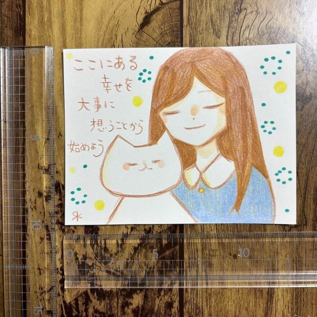 【428】【女の子と猫の絵と言葉】オリジナルアナログ手描きイラスト原画 自作創作