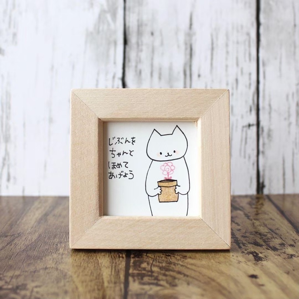 【432】【猫の絵と言葉】額装付きオリジナルアナログ手描きイラスト原画 自作創作