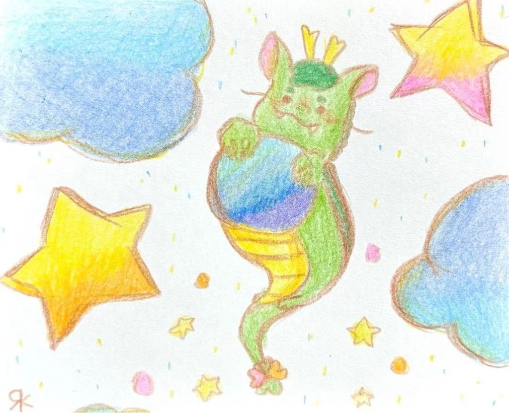 【451】【龍の絵】オリジナルアナログ手描きイラスト原画　開運モチーフ自作アート