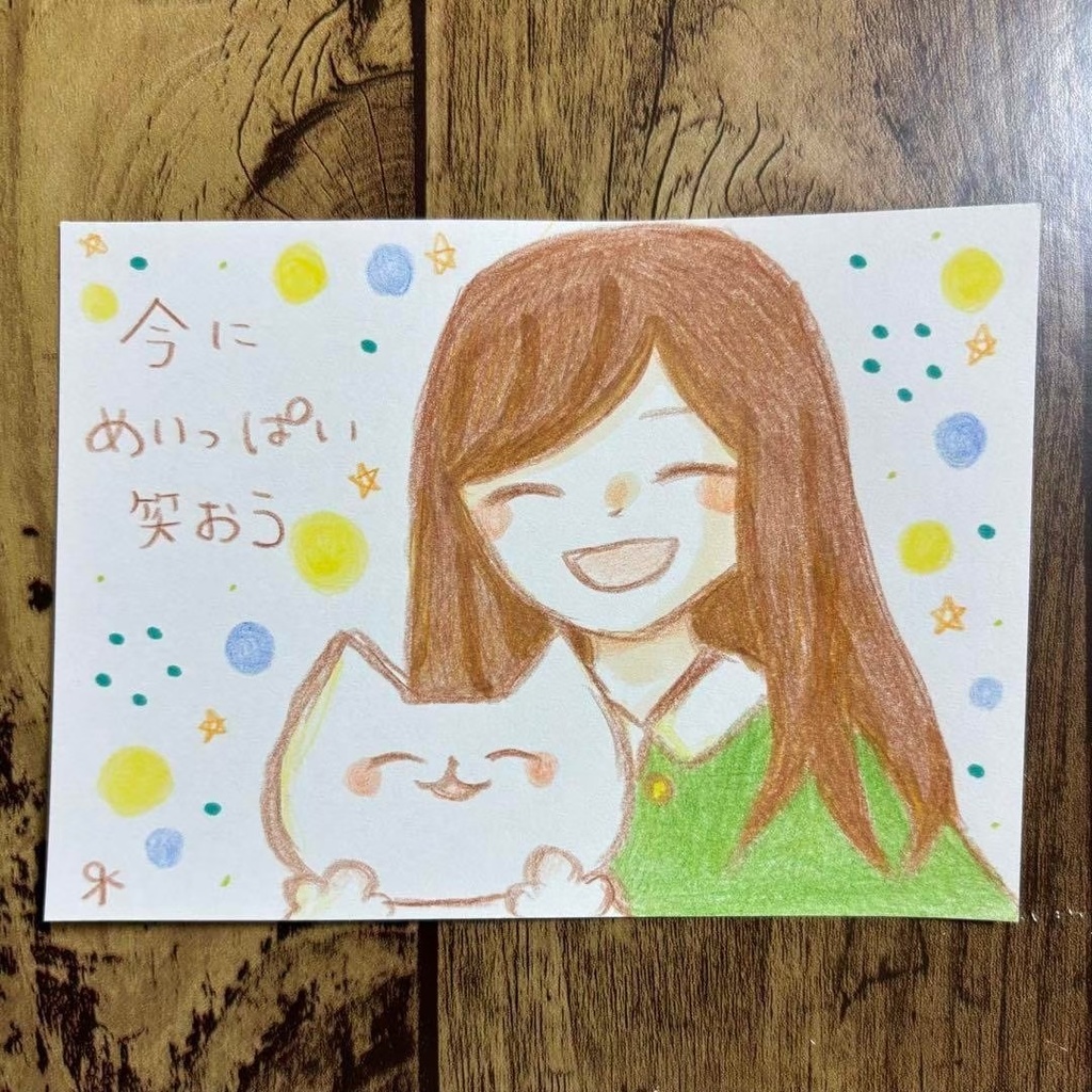 【462】【女の子と猫の絵】オリジナルアナログ手描きイラスト原画 自作創作アート